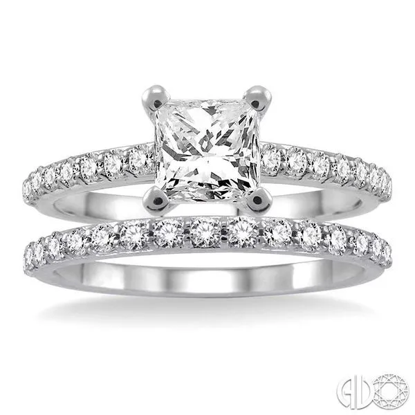 1 1/4 Ctw Diamond Wedding Set with 1 Ctw Princess Cut Engagement Ring and 1/3 Ctw Wedding Band in 14K White Gold Image 2 Becker's Jewelers Burlington, IA