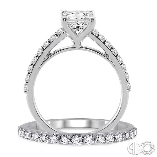 1 1/4 Ctw Diamond Wedding Set with 1 Ctw Princess Cut Engagement Ring and 1/3 Ctw Wedding Band in 14K White Gold Image 3 Becker's Jewelers Burlington, IA