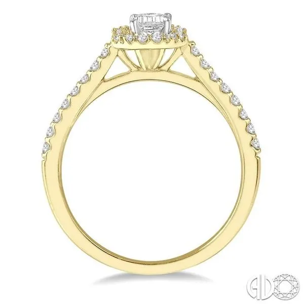 3/4 Ctw Octagonal Emerald Cut Diamond Ladies Engagement Ring with 1/2 Ct emerald Cut Center Stone in 14K Yellow and White Gold Image 3 Becker's Jewelers Burlington, IA