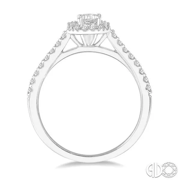 3/8 Ctw Octagon Shape Engagement Ring with 1/4 Ct Emerald Cut Center Stone in 14K White Gold Image 3 Becker's Jewelers Burlington, IA