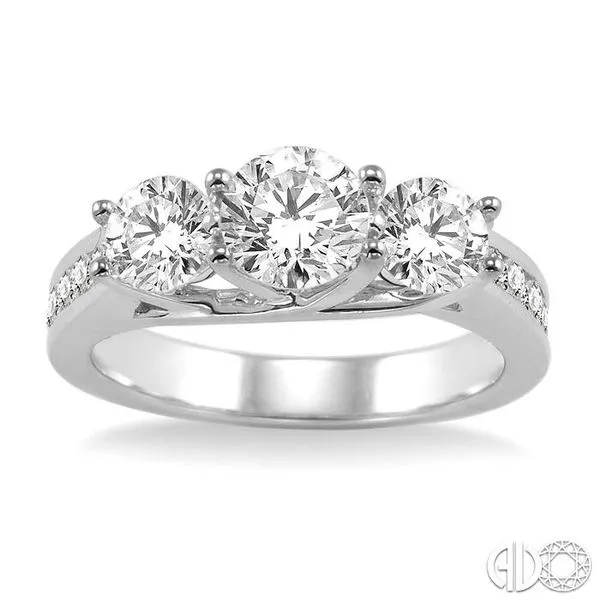 2 Ctw Diamond Engagement Ring with 3/4 Ct Round Cut Center Stone in 14K White Gold Image 2 Becker's Jewelers Burlington, IA