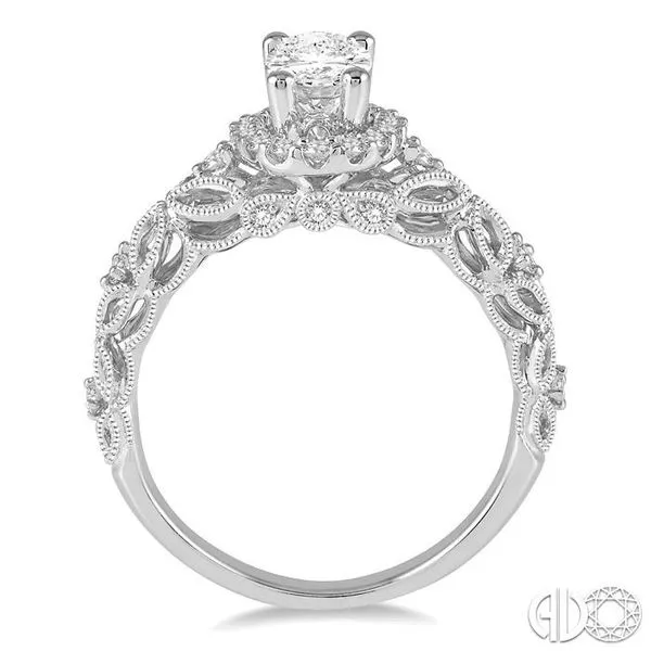 1/3 Ctw Round Diamond Oval Halo Vintage Inspired Semi-Mount Engagement Ring in 14K White Gold Image 3 Becker's Jewelers Burlington, IA