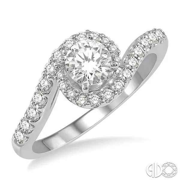 1/3 Ctw Swirl Round Center Semi-Mount Diamond Engagement Ring in 14K White Gold Becker's Jewelers Burlington, IA