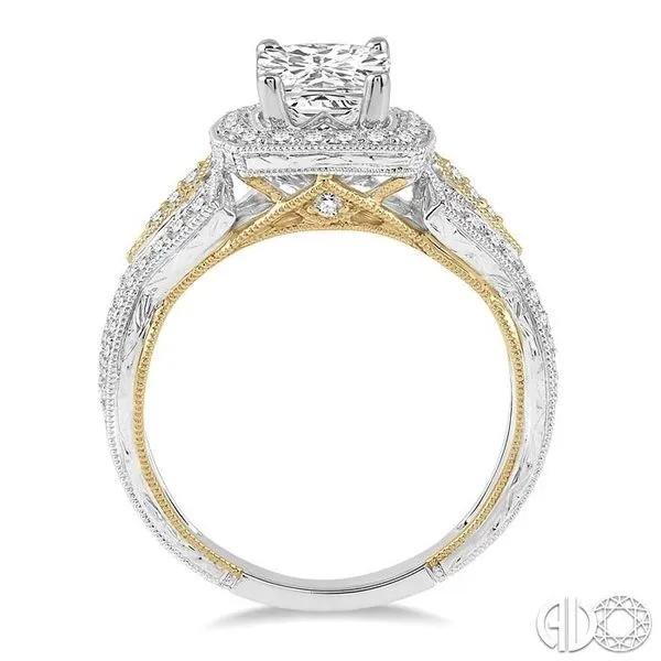 1/2 Ctw Round diamond Square Halo Semi-Mount Engagement Ring in 14K White and Yellow Gold Image 3 Becker's Jewelers Burlington, IA