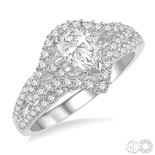 5/8 ctw Pear Semi-Mount Round Cut Diamond Engagement Ring in 14K White Gold Becker's Jewelers Burlington, IA