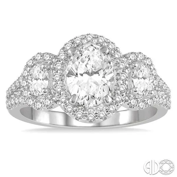 7/8 Ctw Triple Oval Shape Semi-Mount Diamond Engagement Ring in 14K White Gold Image 2 Becker's Jewelers Burlington, IA