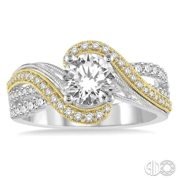 1/2 ctw Embraced Two Tone Semi-Mount Round Cut Diamond Engagement Ring in 14K White and Yellow Gold Image 2 Becker's Jewelers Burlington, IA