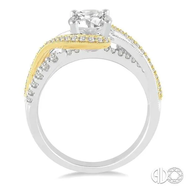 1/2 ctw Embraced Two Tone Semi-Mount Round Cut Diamond Engagement Ring in 14K White and Yellow Gold Image 3 Becker's Jewelers Burlington, IA