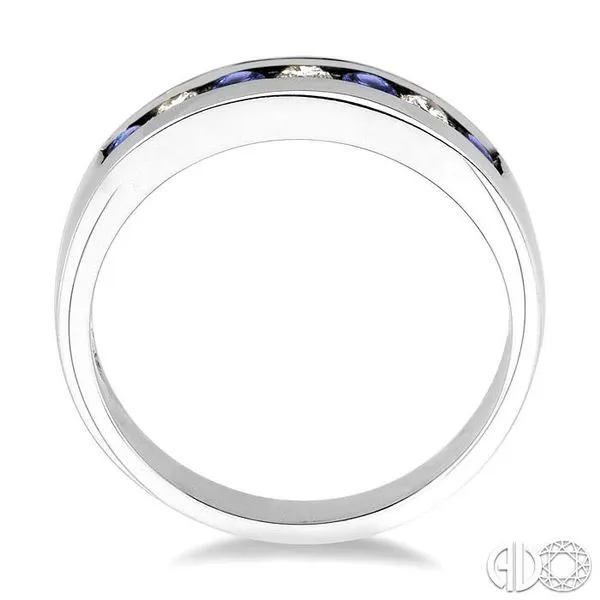 1/5 Ctw Channel Set Round Cut Diamond and 2.5 MM Round Cut Tanzanite Band in 14K White Gold Image 3 Becker's Jewelers Burlington, IA