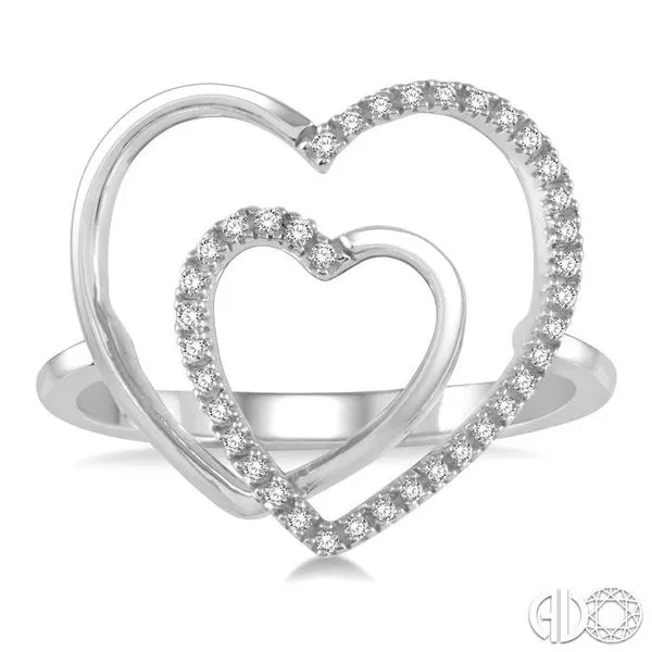 1/8 Ctw Conjoined Double Heart Round Cut Diamond Ladies Ring in 10K White Gold Image 2 Becker's Jewelers Burlington, IA
