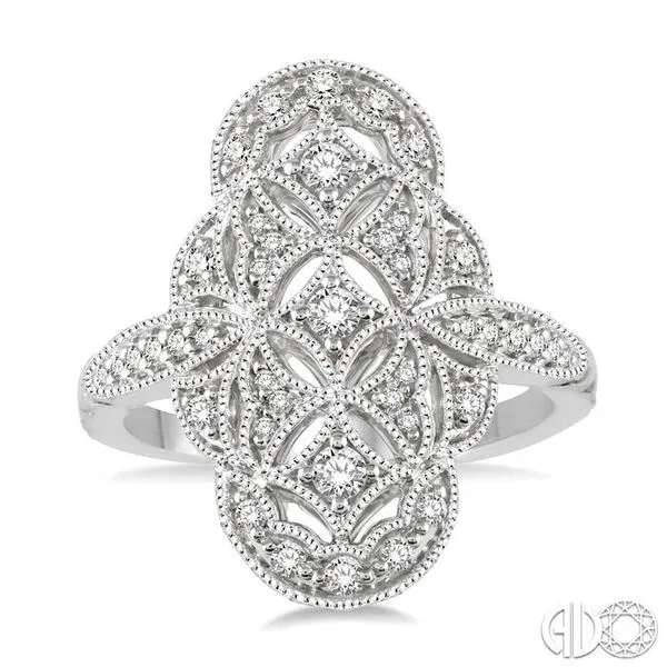 1/2 Ctw Floral Geometry Round Cut Diamond Ladies Ring in 14K White Gold Image 2 Becker's Jewelers Burlington, IA