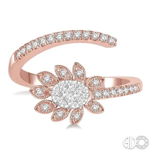 1/3 ctw Open End Floral Accent Lovebright Round Cut Diamond Ring in 14K Rose and White Gold Image 2 Becker's Jewelers Burlington, IA