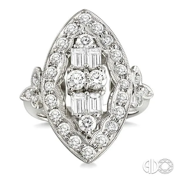2 Ctw Baguette and Round Cut Traditional Diamond Ring in 18K White Gold Image 2 Becker's Jewelers Burlington, IA