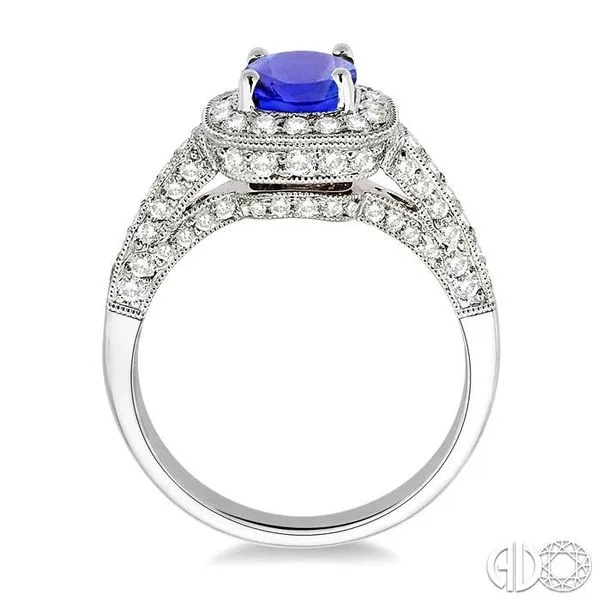 6x6mm Cushion Cut Tanzanite and 7/8 Ctw Round Cut Diamond Ring in 14K White Gold Image 3 Becker's Jewelers Burlington, IA
