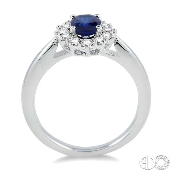 7X5mm Oval Shape Sapphire and 1/3 Ctw Round Cut Diamond Ring in 14K White Gold Image 3 Becker's Jewelers Burlington, IA