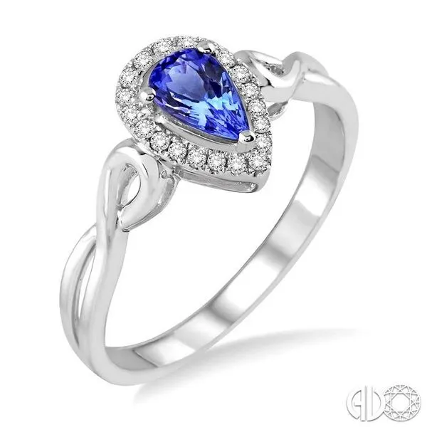 6x4 MM Pear Shape Tanzanite and 1/10 Ctw Round Cut Diamond Ring in 14K White Gold Becker's Jewelers Burlington, IA