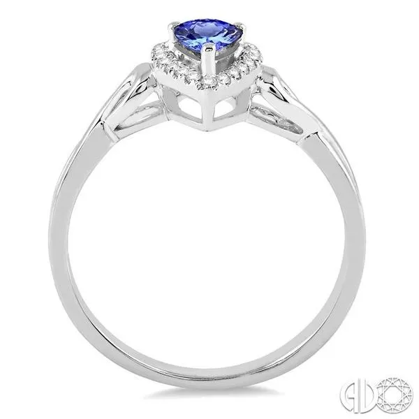 6x4 MM Pear Shape Tanzanite and 1/10 Ctw Round Cut Diamond Ring in 14K White Gold Image 3 Becker's Jewelers Burlington, IA