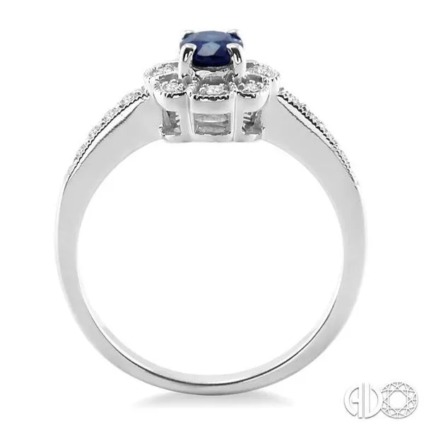 6x4mm Oval Cut Sapphire and 1/6 Ctw Single Cut Diamond Ring in 10K White Gold Image 3 Becker's Jewelers Burlington, IA