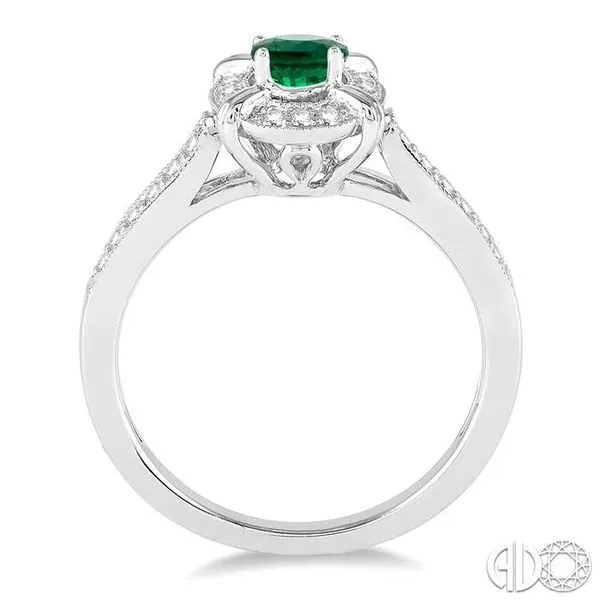 6x4 MM Oval Shape Emerald and 1/6 Ctw Single Cut Diamond Ring in 10K White Gold Image 3 Becker's Jewelers Burlington, IA