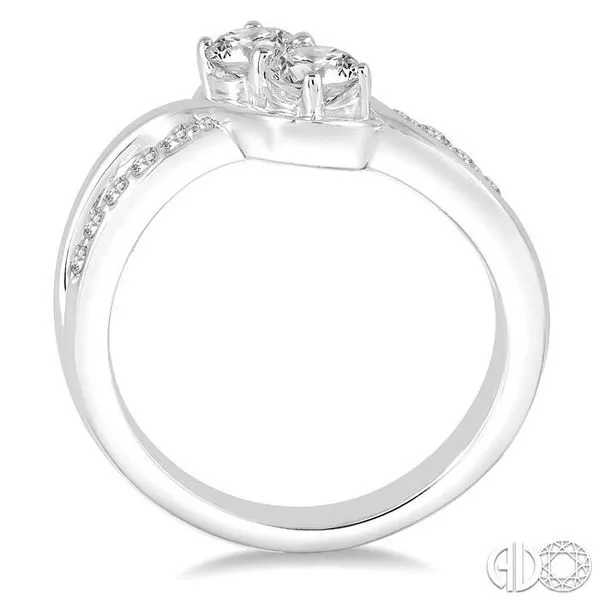 3/4 Ctw Cross Over Embraced Center Round Cut Diamond 2Stone Ring in 14K White Gold Image 3 Becker's Jewelers Burlington, IA