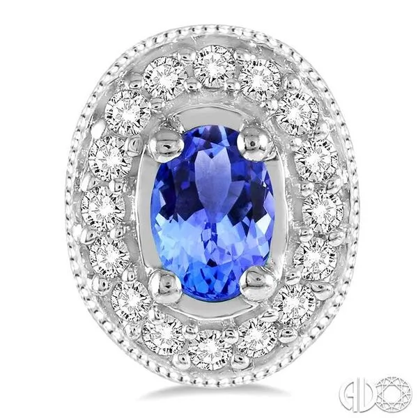 5x3MM Oval Cut Tanzanite and 1/4 Ctw Round Cut Diamond Earrings in 14K White Gold Image 2 Becker's Jewelers Burlington, IA