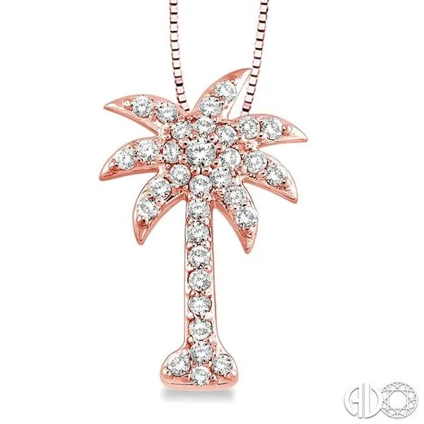 1/2 Ctw Round Cut Diamond Palm Tree Pendant in 14K Rose Gold with Chain Becker's Jewelers Burlington, IA