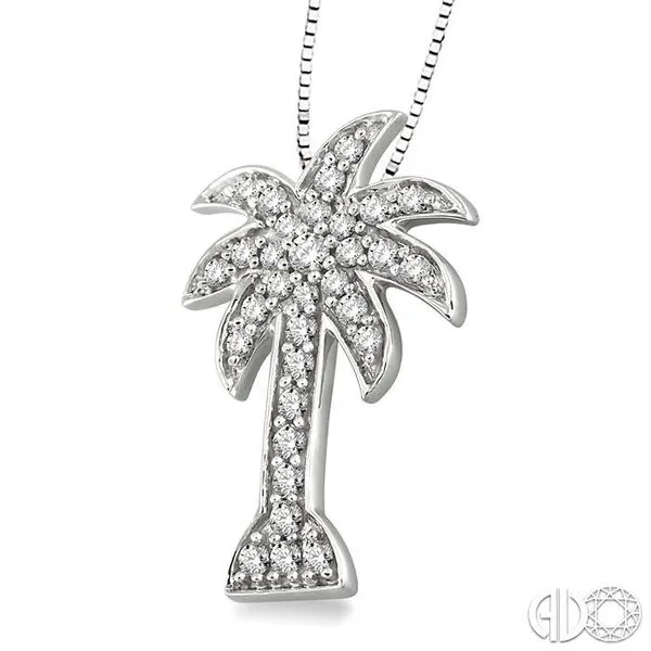 1/2 Ctw Round Cut Diamond Palm Tree Pendant in 14K White Gold with Chain Image 2 Becker's Jewelers Burlington, IA