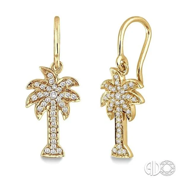 1/4 Ctw Palm Tree Single Cut Diamond Earrings in 14K Yellow Gold Becker's Jewelers Burlington, IA