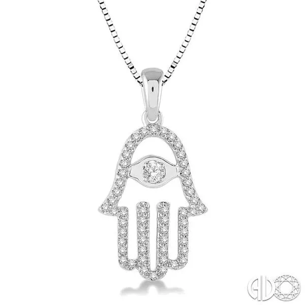 1/4 Ctw Round Cut Diamond Hand Of God Pendant in 14K White Gold with Chain Becker's Jewelers Burlington, IA