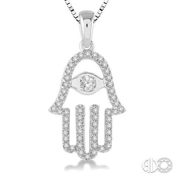 1/4 Ctw Round Cut Diamond Hand Of God Pendant in 14K White Gold with Chain Image 3 Becker's Jewelers Burlington, IA