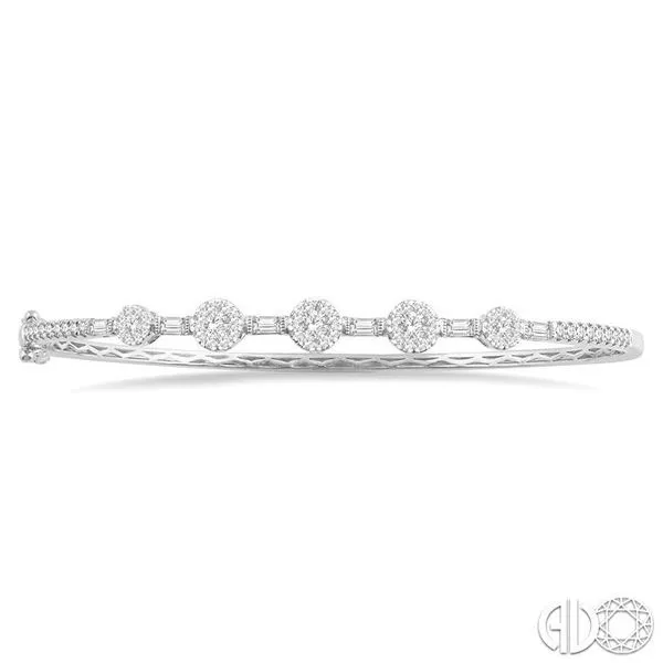 1 1/10 Ctw Lovebright Circular Mounts Baguette & Round Cut Diamond Bangle in 14K White Gold Image 2 Becker's Jewelers Burlington, IA