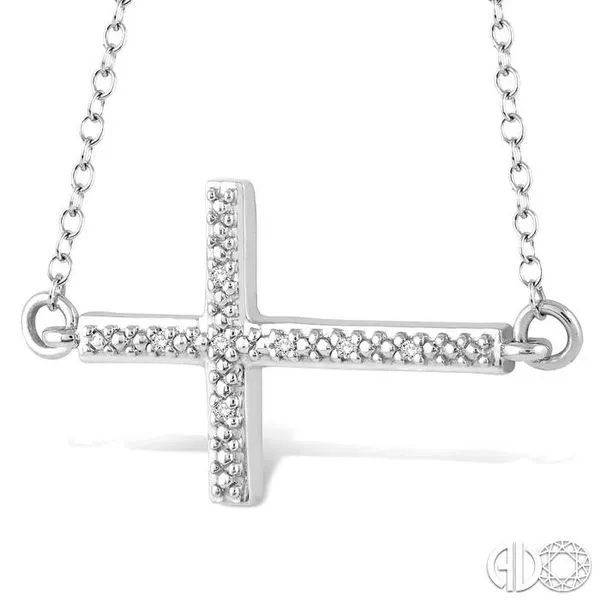 1/50 Ctw Round Cut Diamond Cross Pendant in Sterling Silver with Chain Image 2 Becker's Jewelers Burlington, IA