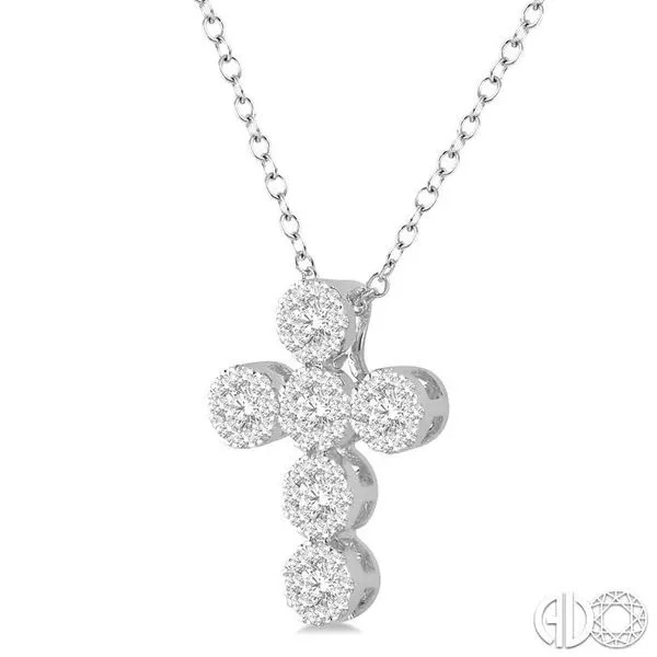 3/8 ctw Lovebright Round Cut Diamond Cross Pendant With Chain in 14K White Gold Image 2 Becker's Jewelers Burlington, IA