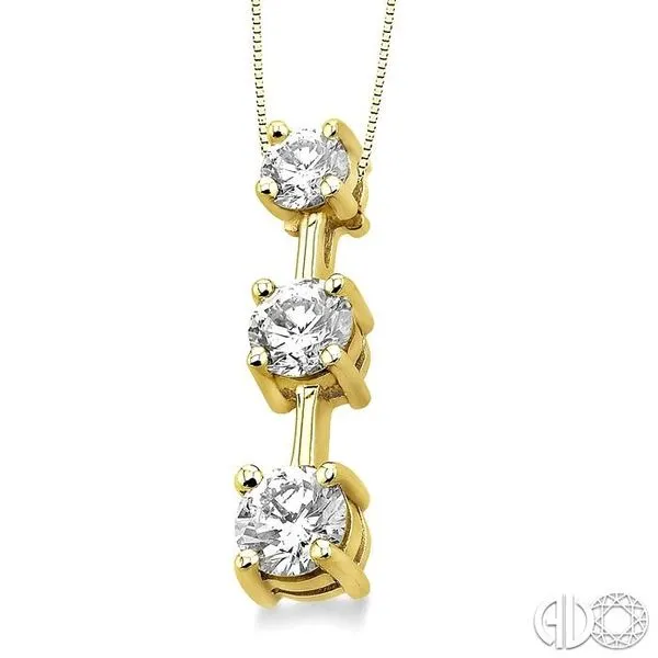1 Ctw Three Stone Round Cut Diamond Pendant in 14K Yellow Gold with Chain Image 2 Becker's Jewelers Burlington, IA