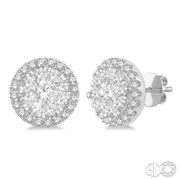 1 Ctw Lovebright Round Cut Diamond Stud Earrings in 14K White Gold Becker's Jewelers Burlington, IA