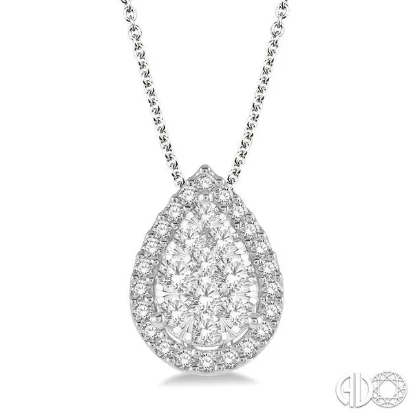 1/2 ctw Pear Shape Lovebright Round Cut Diamond Pendant With Chain in 14K White Gold Becker's Jewelers Burlington, IA