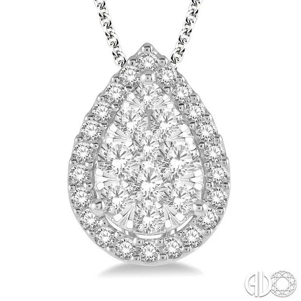 1/2 ctw Pear Shape Lovebright Round Cut Diamond Pendant With Chain in 14K White Gold Image 3 Becker's Jewelers Burlington, IA