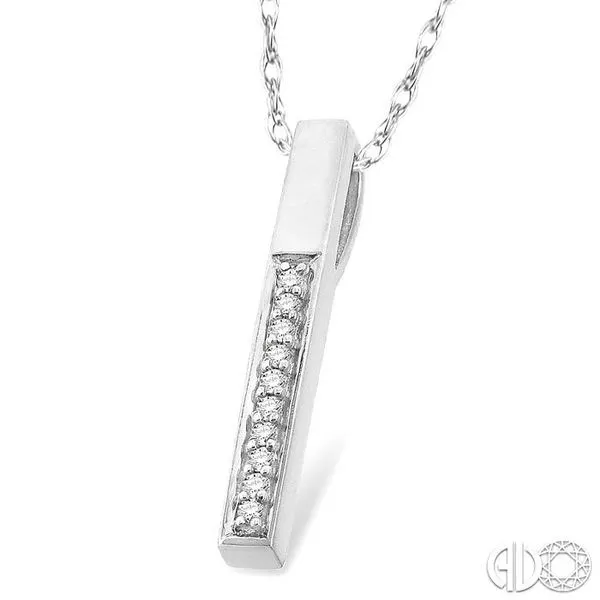 1/10 Ctw Round Cut Diamond Stick Pendant in 10K White Gold with Chain Image 2 Becker's Jewelers Burlington, IA