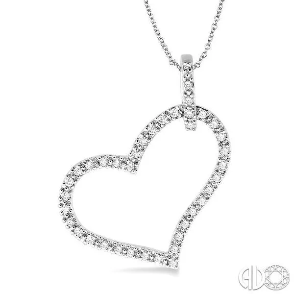 1/4 Ctw Round Cut Diamond Heart Pendant in 10K White Gold with Chain Becker's Jewelers Burlington, IA