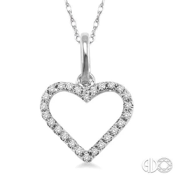 1/10 Ctw Round Cut Diamond Heart Shape Pendant in 14K White Gold with Chain Becker's Jewelers Burlington, IA