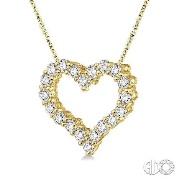 3/4 Ctw Round Cut Diamond Heart Necklace in 14K Yellow Gold Image 2 Becker's Jewelers Burlington, IA