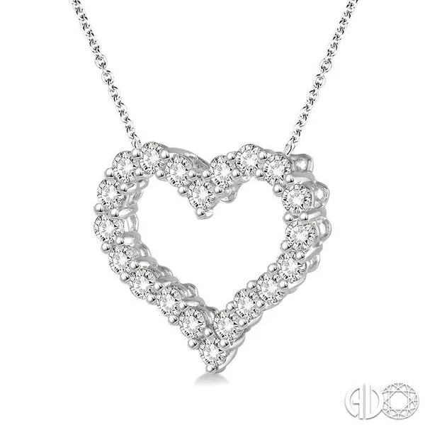 1/2 Ctw Round Cut Diamond Heart Necklace in 14K white Gold Image 2 Becker's Jewelers Burlington, IA