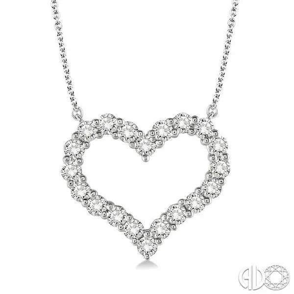 1/2 Ctw Round Cut Diamond Heart Necklace in 14K white Gold Becker's Jewelers Burlington, IA