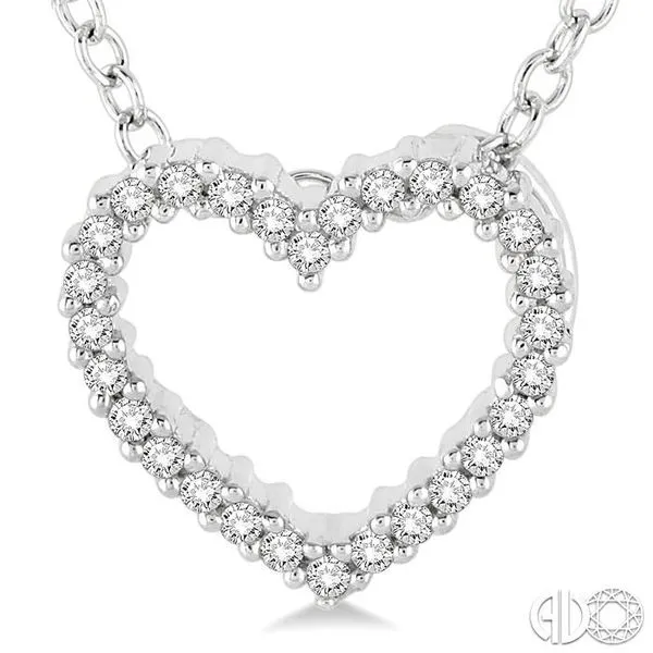 1/10 Ctw Round Cut Diamond Heart Pendant in 10K White Gold with Chain Image 3 Becker's Jewelers Burlington, IA