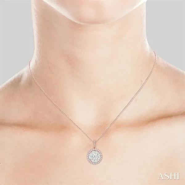 2 Ctw Lovebright Round Cut Diamond Pendant in 14K Rose and White Gold with Chain Image 4 Becker's Jewelers Burlington, IA