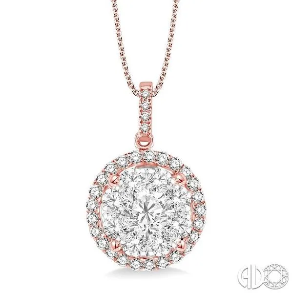 2 Ctw Lovebright Round Cut Diamond Pendant in 14K Rose and White Gold with Chain Becker's Jewelers Burlington, IA
