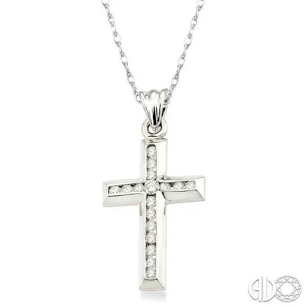 1/4 Ctw Round Cut Diamond Cross Pendant in 10K White Gold with Chain Image 2 Becker's Jewelers Burlington, IA