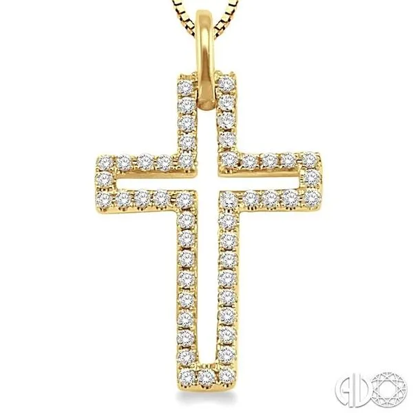 1/4 Ctw Round Cut Diamond Cross Pendant in 10K Yellow Gold with Chain Image 3 Becker's Jewelers Burlington, IA