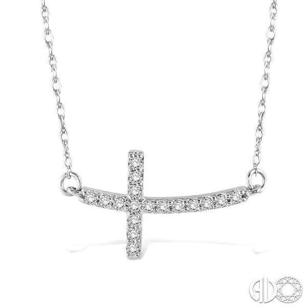 1/5 Ctw Round Cut Diamond Cross Pendant in 14K White Gold with Chain Becker's Jewelers Burlington, IA