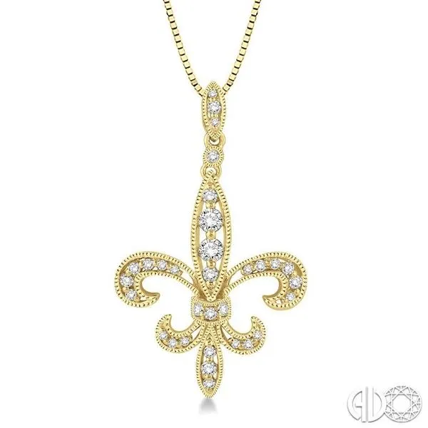 1/3 Ctw Round Cut Diamond Fleur De Lis Pendant in 14K Yellow Gold with Chain Becker's Jewelers Burlington, IA